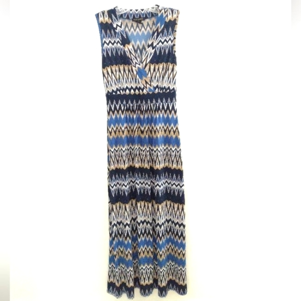 Women's Sleeveless sundress Blue and Tan Size XS